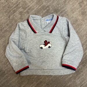 Jacadi Gray Polo Sweatshirt with Car Embroidery